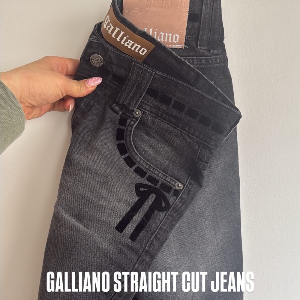 Galliano Dark Gray Jeans with Black Accents